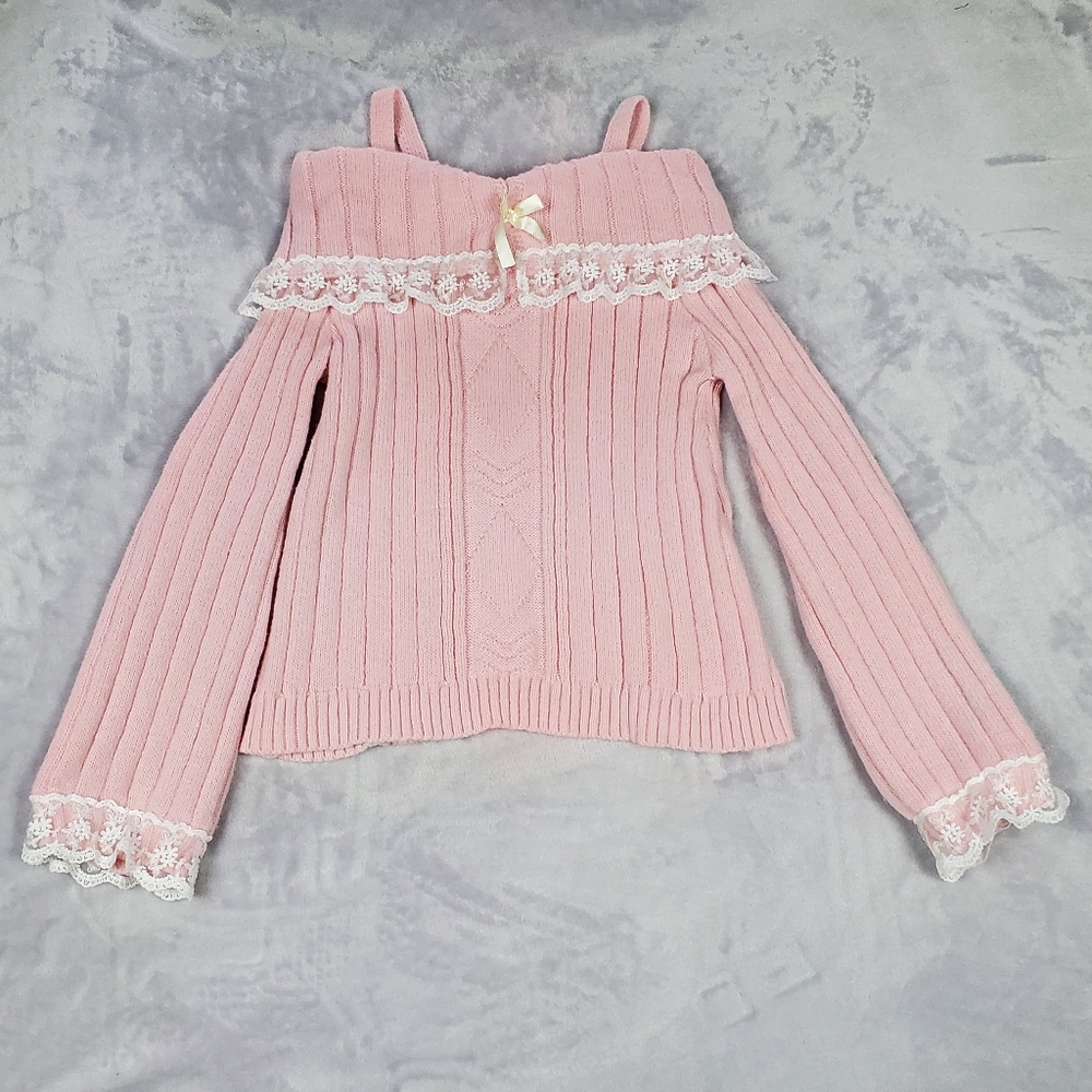 Hime Gyaru/Kaji Off-the-Shoulder Sweater By ROMWE, Size 8-10
